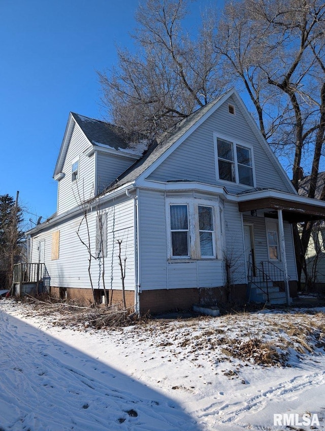 view of snowy exterior