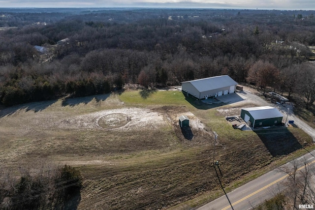 drone / aerial view with a forest view