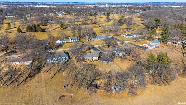 birds eye view of property featuring a rural view