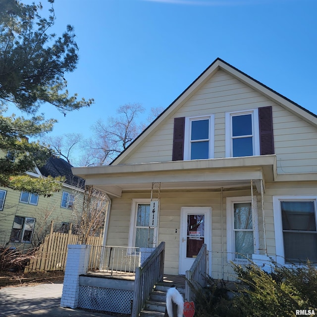 view of front of property with covered porch