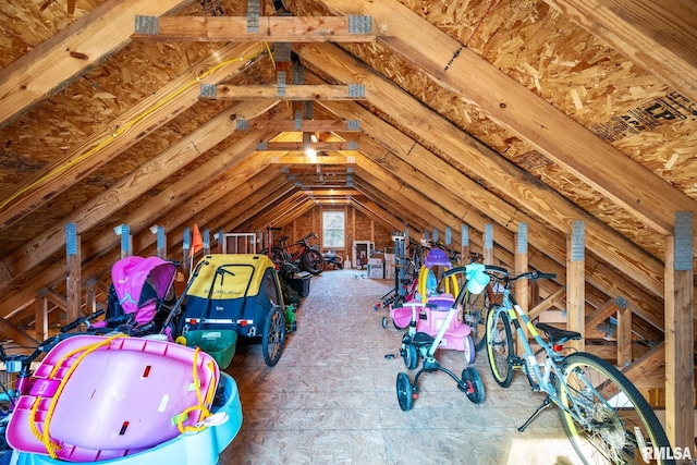 view of unfinished attic