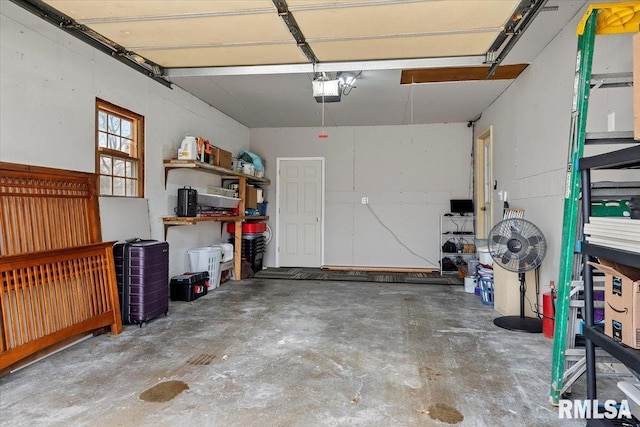 garage with a garage door opener