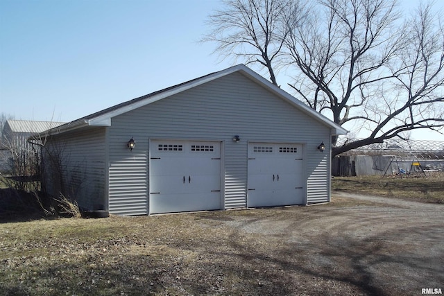 view of detached garage