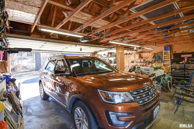 garage with a garage door opener