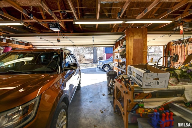 garage with a garage door opener