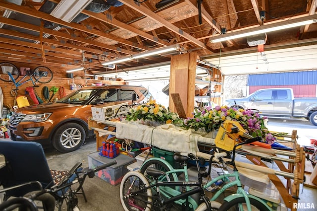 garage with a garage door opener