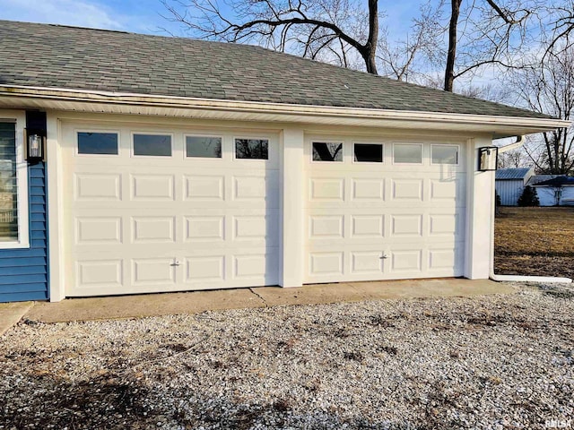 view of detached garage