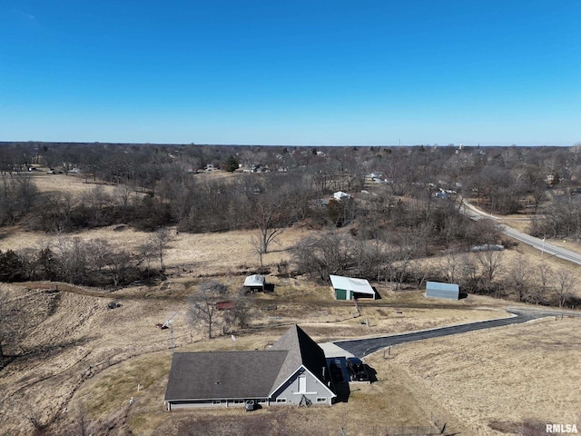 drone / aerial view with a rural view