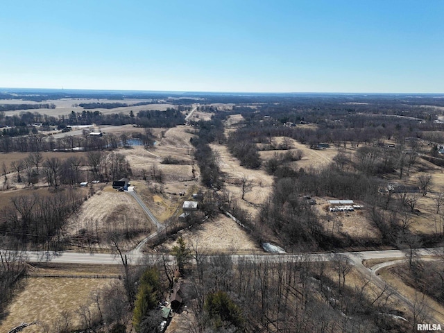 aerial view featuring a rural view