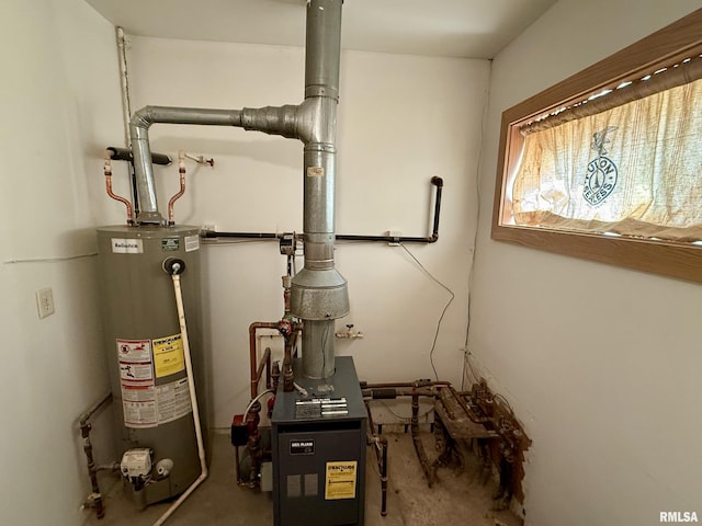 utility room featuring gas water heater