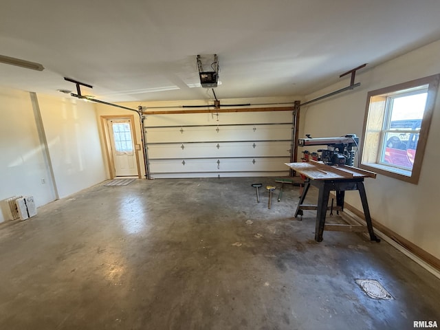 garage with baseboards