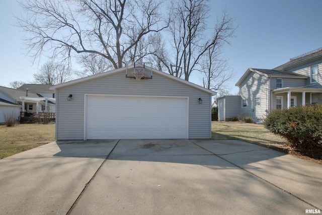 view of detached garage