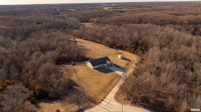 aerial view with a forest view