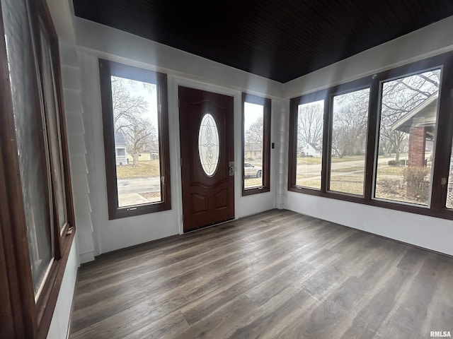 foyer entrance featuring wood finished floors