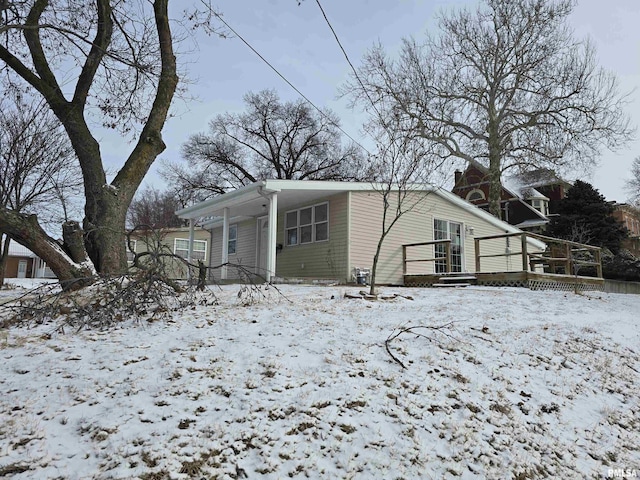 view of front of home with a deck