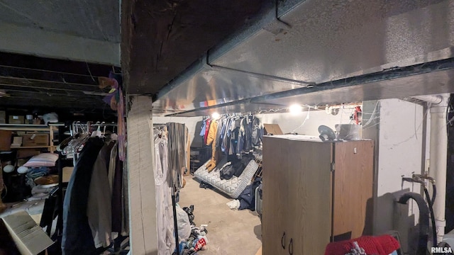 view of unfinished basement