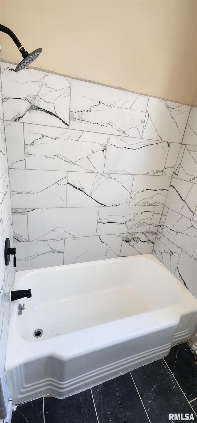 814 W Edwards St, Springfield, IL 62704 - full bathroom featuring marble look tile flooring and shower / washtub combination