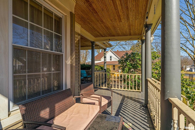 wooden deck featuring a porch