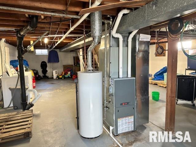 utilities featuring gas water heater and heating unit