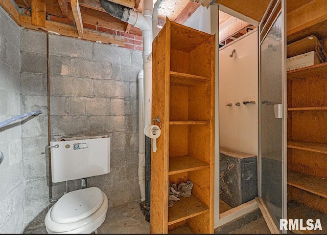 bathroom with a shower stall