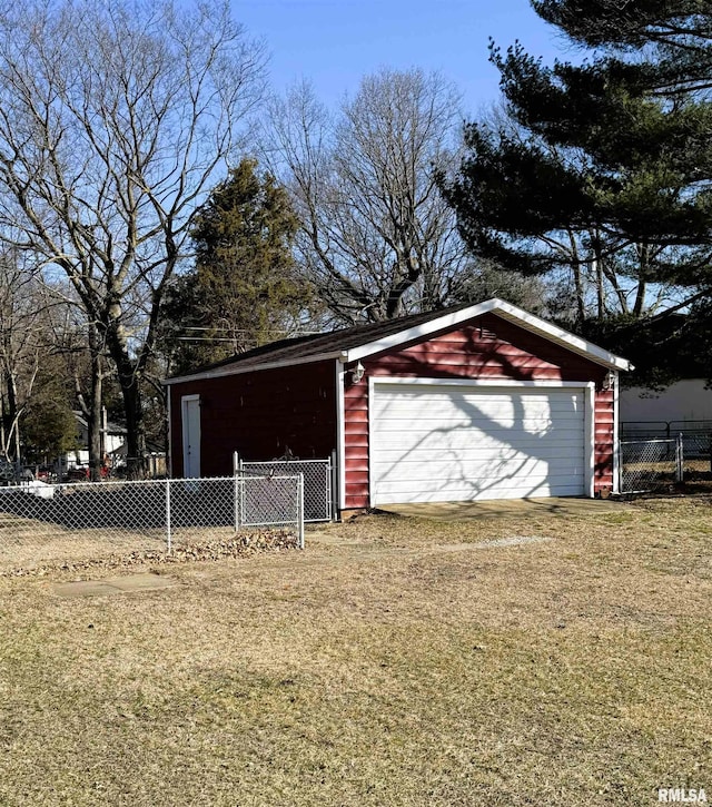 detached garage with fence