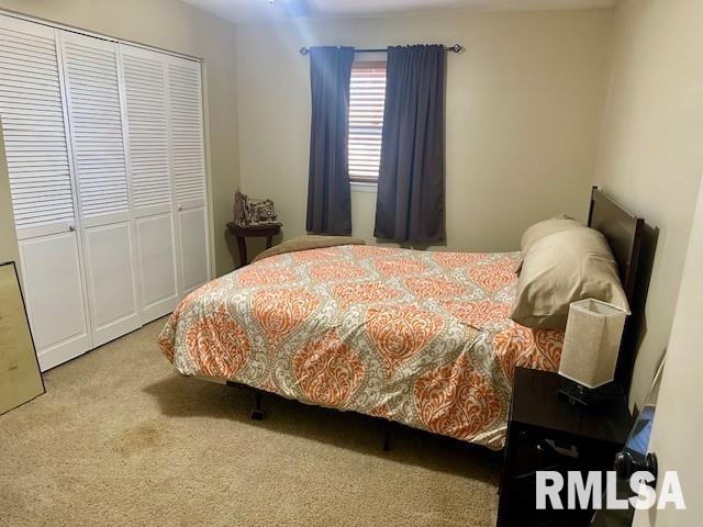 carpeted bedroom featuring a closet