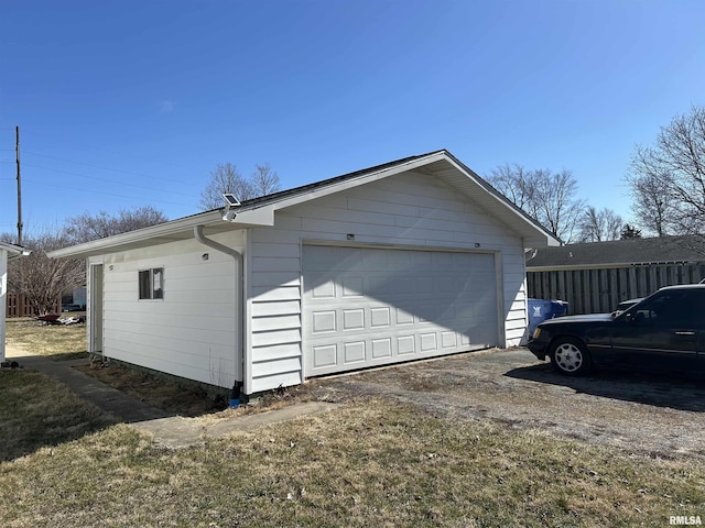 view of detached garage