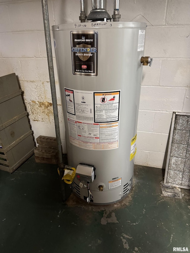 utility room with water heater