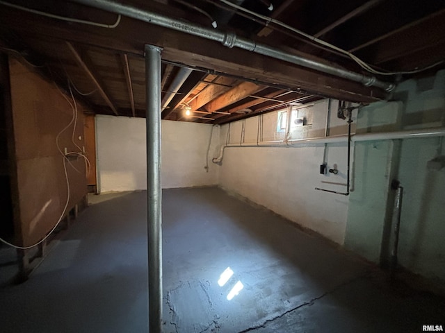 view of unfinished basement