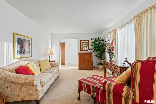 living room with carpet floors