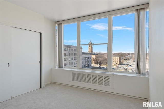 unfurnished bedroom with a closet and carpet flooring