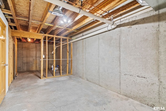 view of unfinished basement