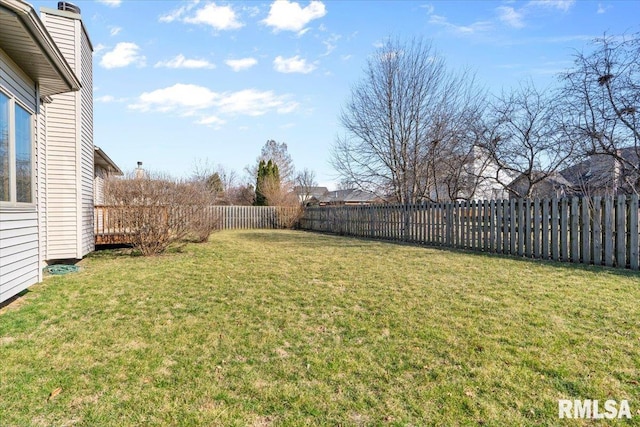 view of yard featuring a fenced backyard