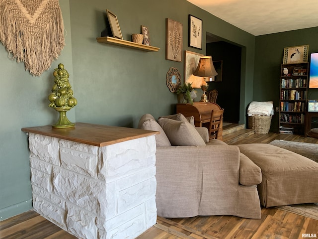 living area with wood finished floors