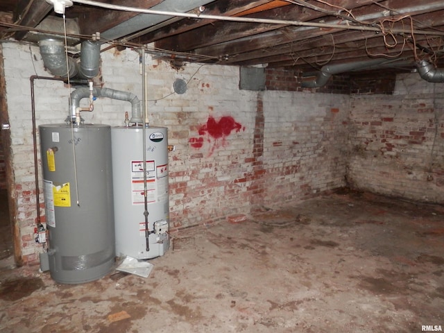 unfinished below grade area with water heater