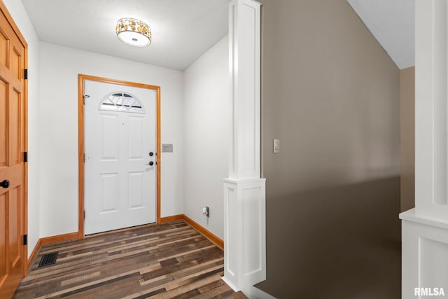 421 Turtle Dove Dr, Sherman, IL 62684 - foyer with dark wood-style flooring and baseboards