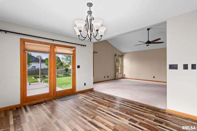 421 Turtle Dove Dr, Sherman, IL 62684 - interior space featuring wood finished floors, vaulted ceiling, and baseboards