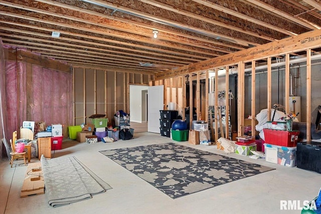 below grade area with gas water heater