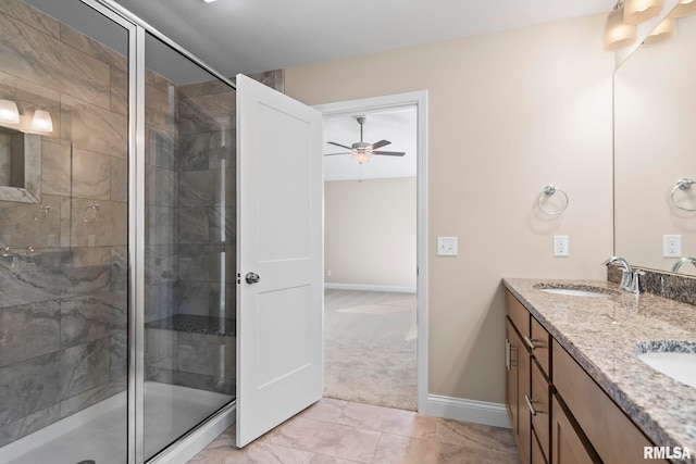 4602 Castle Pines Dr, Springfield, IL 62711 - unfurnished bedroom featuring light carpet, vaulted ceiling, baseboards, ceiling fan, and a spacious closet