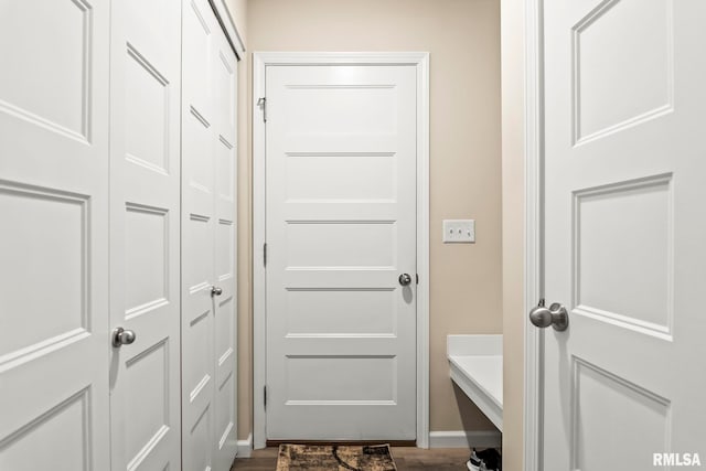 413 Hodges Ct, Chatham, IL 62629 - doorway with dark wood-style floors