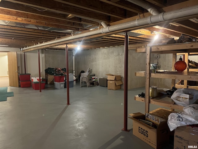 view of unfinished basement