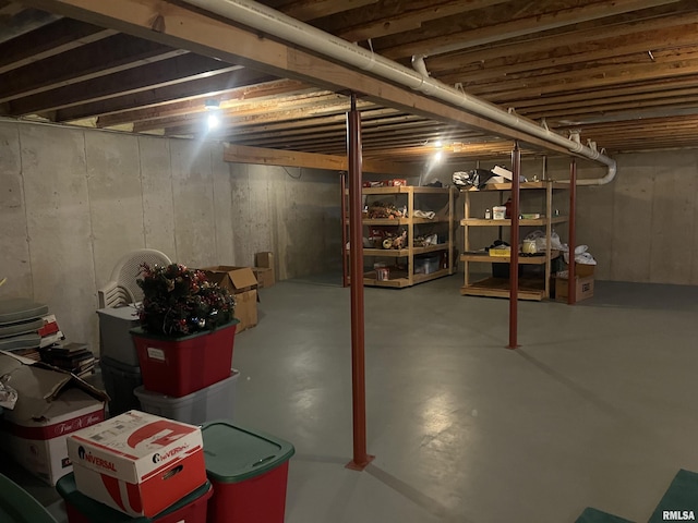 view of unfinished basement