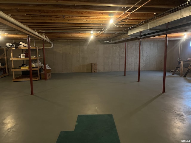 view of unfinished basement