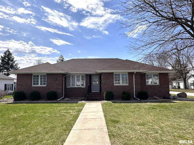 290 W Railroad St, Roseville, IL 61473 - single story home with brick siding, a shingled roof, and a front yard