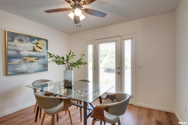 4804 Elm St, Quincy, IL 62305 - dining space featuring baseboards, a ceiling fan, and wood finished floors