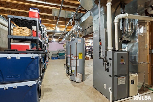 utility room featuring gas water heater