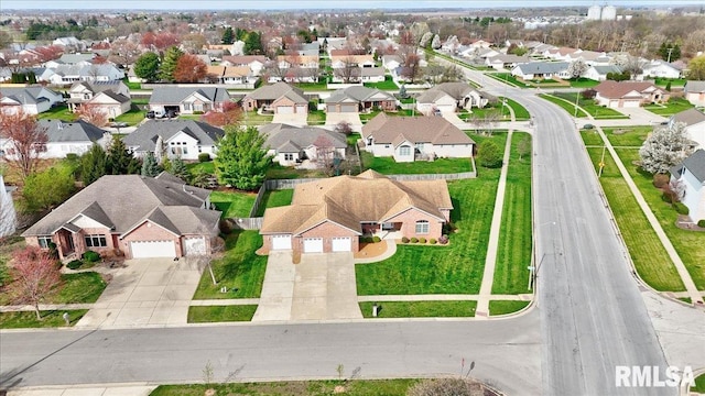 aerial view with a residential view