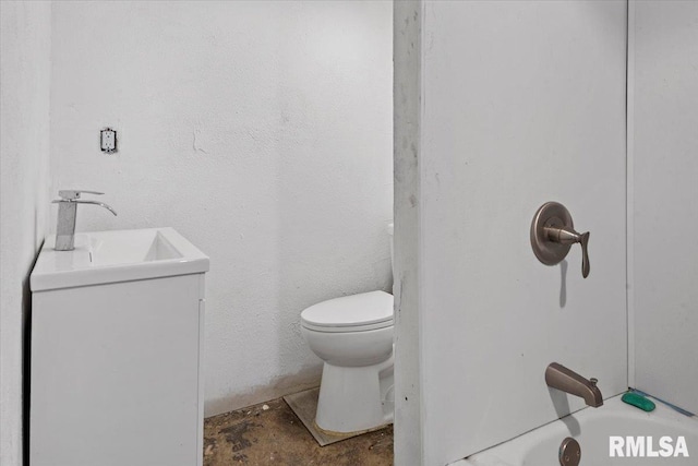 bathroom with a tub to relax in, toilet, a sink, and walk in shower