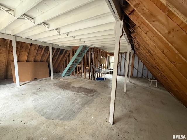 view of unfinished attic