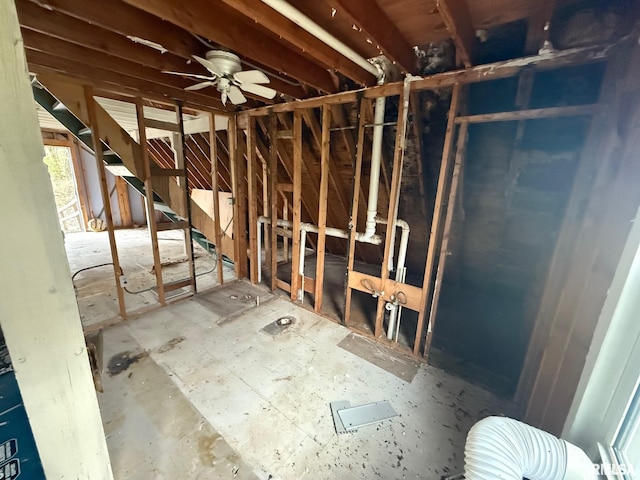 miscellaneous room featuring a ceiling fan